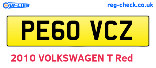 PE60VCZ are the vehicle registration plates.
