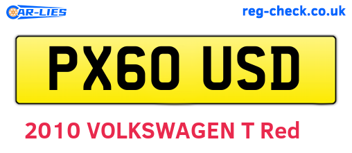 PX60USD are the vehicle registration plates.