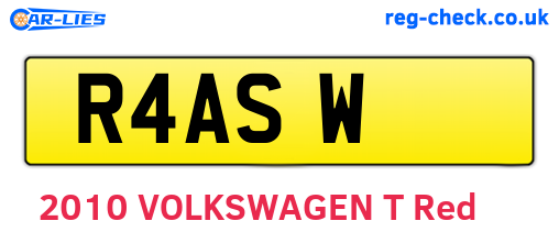 R4ASW are the vehicle registration plates.