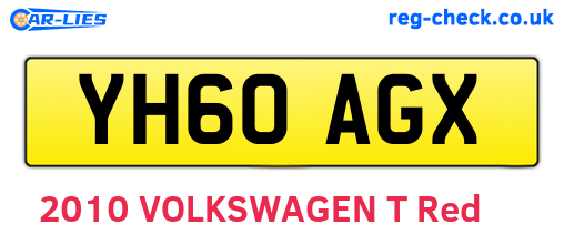 YH60AGX are the vehicle registration plates.