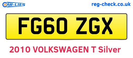 FG60ZGX are the vehicle registration plates.