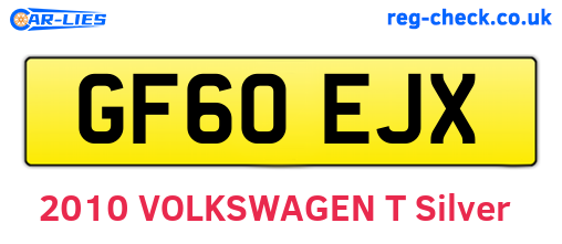 GF60EJX are the vehicle registration plates.