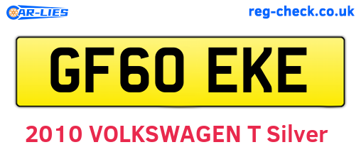 GF60EKE are the vehicle registration plates.