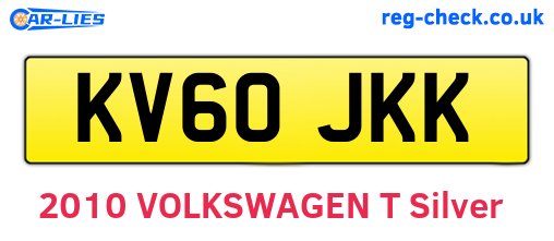 KV60JKK are the vehicle registration plates.