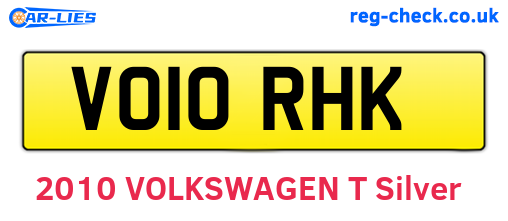 VO10RHK are the vehicle registration plates.