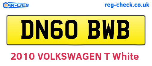 DN60BWB are the vehicle registration plates.
