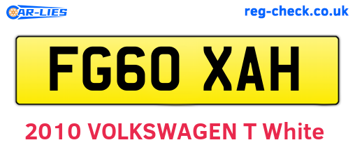 FG60XAH are the vehicle registration plates.