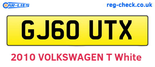 GJ60UTX are the vehicle registration plates.