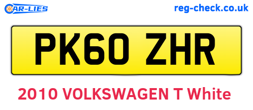 PK60ZHR are the vehicle registration plates.