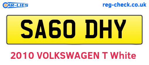 SA60DHY are the vehicle registration plates.