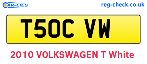 T50CVW are the vehicle registration plates.