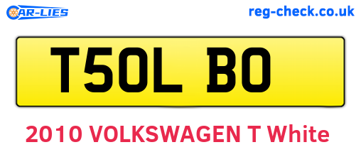 T50LBO are the vehicle registration plates.