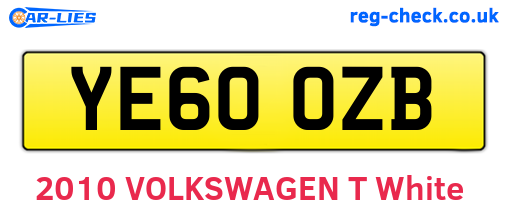 YE60OZB are the vehicle registration plates.