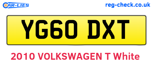 YG60DXT are the vehicle registration plates.