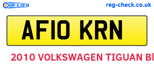 AF10KRN are the vehicle registration plates.
