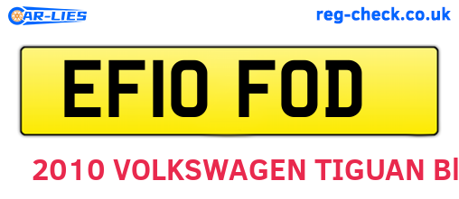 EF10FOD are the vehicle registration plates.