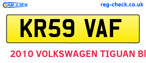 KR59VAF are the vehicle registration plates.