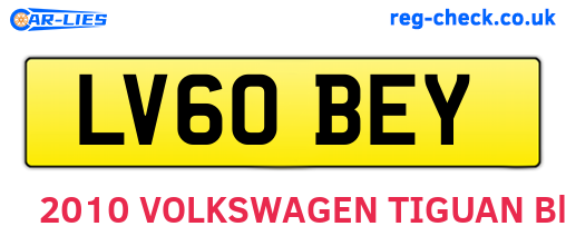 LV60BEY are the vehicle registration plates.