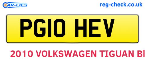 PG10HEV are the vehicle registration plates.