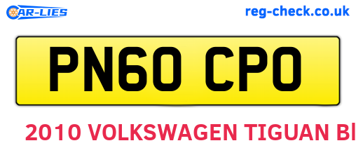 PN60CPO are the vehicle registration plates.