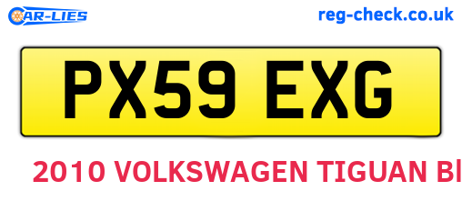 PX59EXG are the vehicle registration plates.