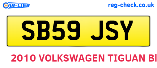 SB59JSY are the vehicle registration plates.
