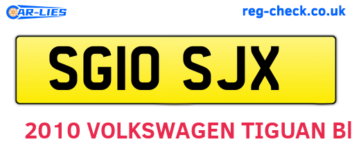 SG10SJX are the vehicle registration plates.