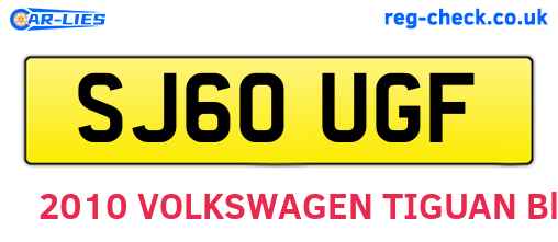 SJ60UGF are the vehicle registration plates.