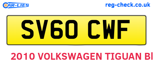 SV60CWF are the vehicle registration plates.