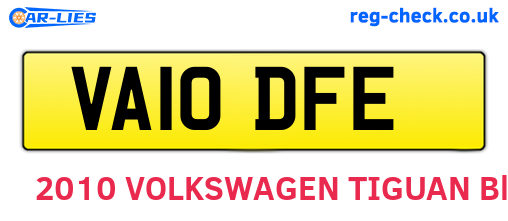 VA10DFE are the vehicle registration plates.