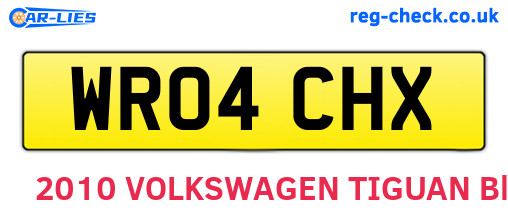 WR04CHX are the vehicle registration plates.
