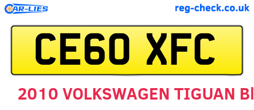 CE60XFC are the vehicle registration plates.