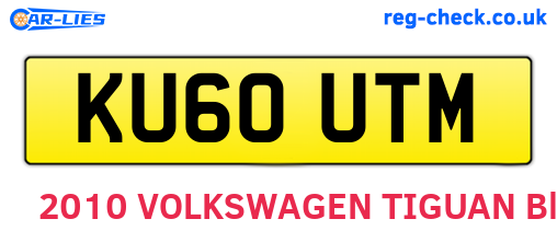 KU60UTM are the vehicle registration plates.