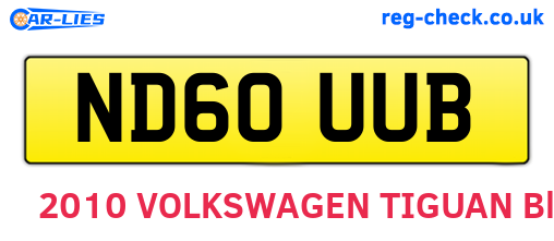 ND60UUB are the vehicle registration plates.