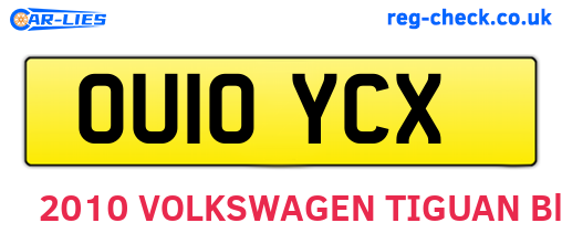 OU10YCX are the vehicle registration plates.