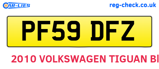 PF59DFZ are the vehicle registration plates.