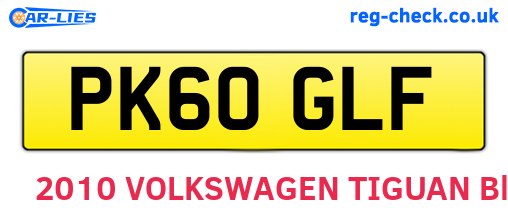 PK60GLF are the vehicle registration plates.