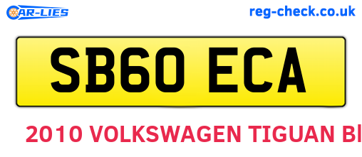 SB60ECA are the vehicle registration plates.