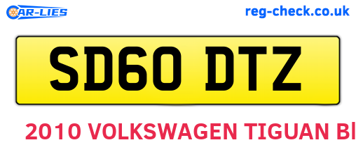 SD60DTZ are the vehicle registration plates.