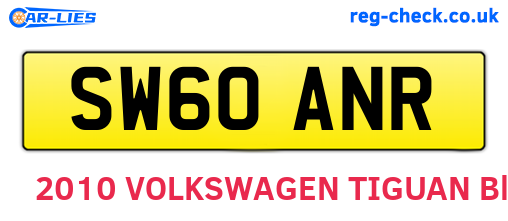 SW60ANR are the vehicle registration plates.