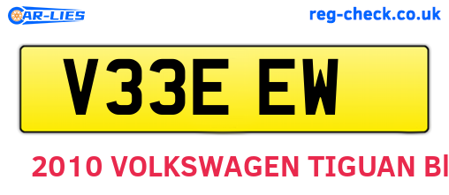 V33EEW are the vehicle registration plates.