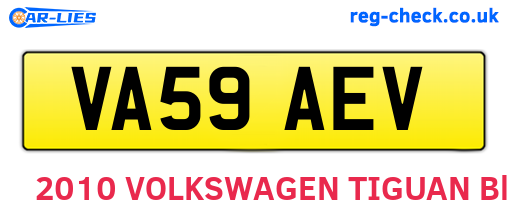 VA59AEV are the vehicle registration plates.
