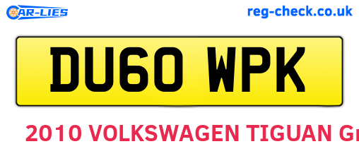DU60WPK are the vehicle registration plates.