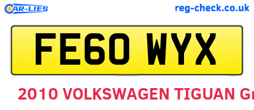 FE60WYX are the vehicle registration plates.