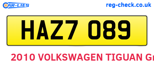HAZ7089 are the vehicle registration plates.