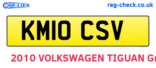 KM10CSV are the vehicle registration plates.