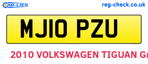 MJ10PZU are the vehicle registration plates.