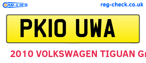 PK10UWA are the vehicle registration plates.