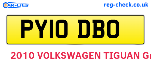 PY10DBO are the vehicle registration plates.
