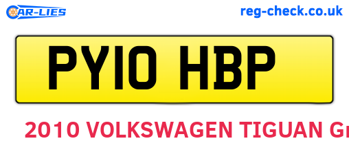 PY10HBP are the vehicle registration plates.